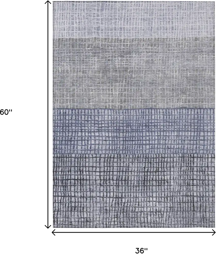 Denim Blue And Ivory Geometric Washable Indoor Outdoor Area Rug Photo 9