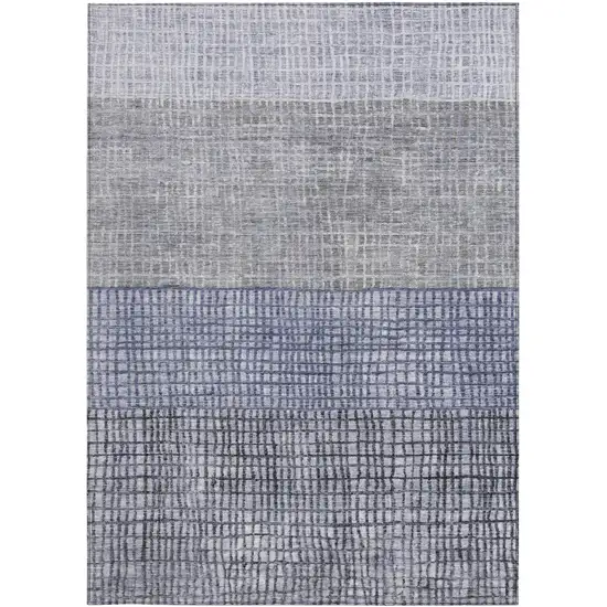 Denim Blue And Ivory Geometric Washable Indoor Outdoor Area Rug Photo 3