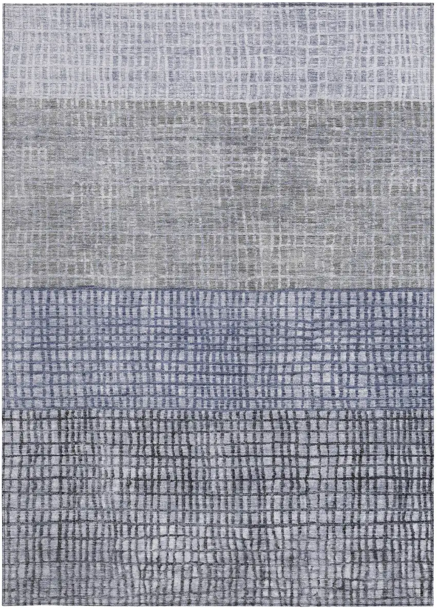 Denim Blue And Ivory Geometric Washable Indoor Outdoor Area Rug Photo 3