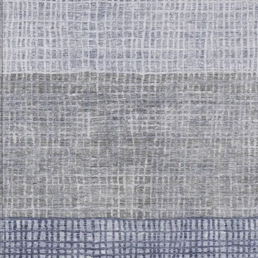 Denim Blue And Ivory Geometric Washable Indoor Outdoor Area Rug Photo 3