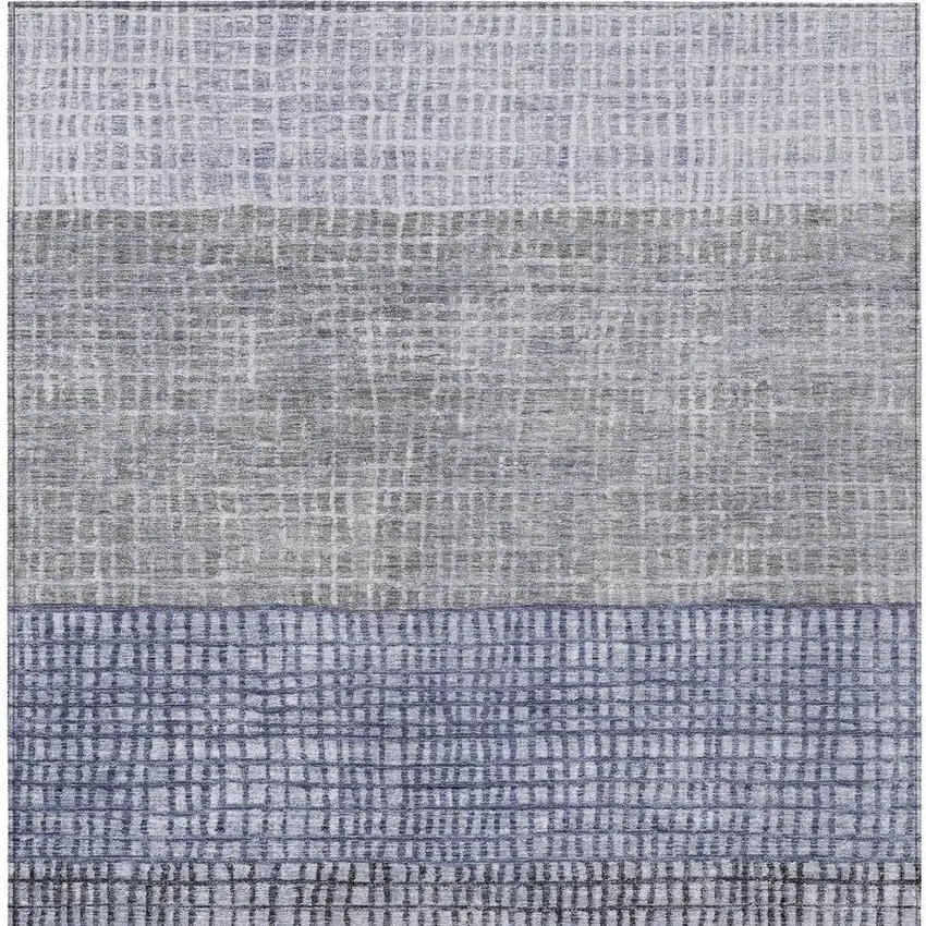 Denim Blue And Ivory Geometric Washable Indoor Outdoor Area Rug Photo 4