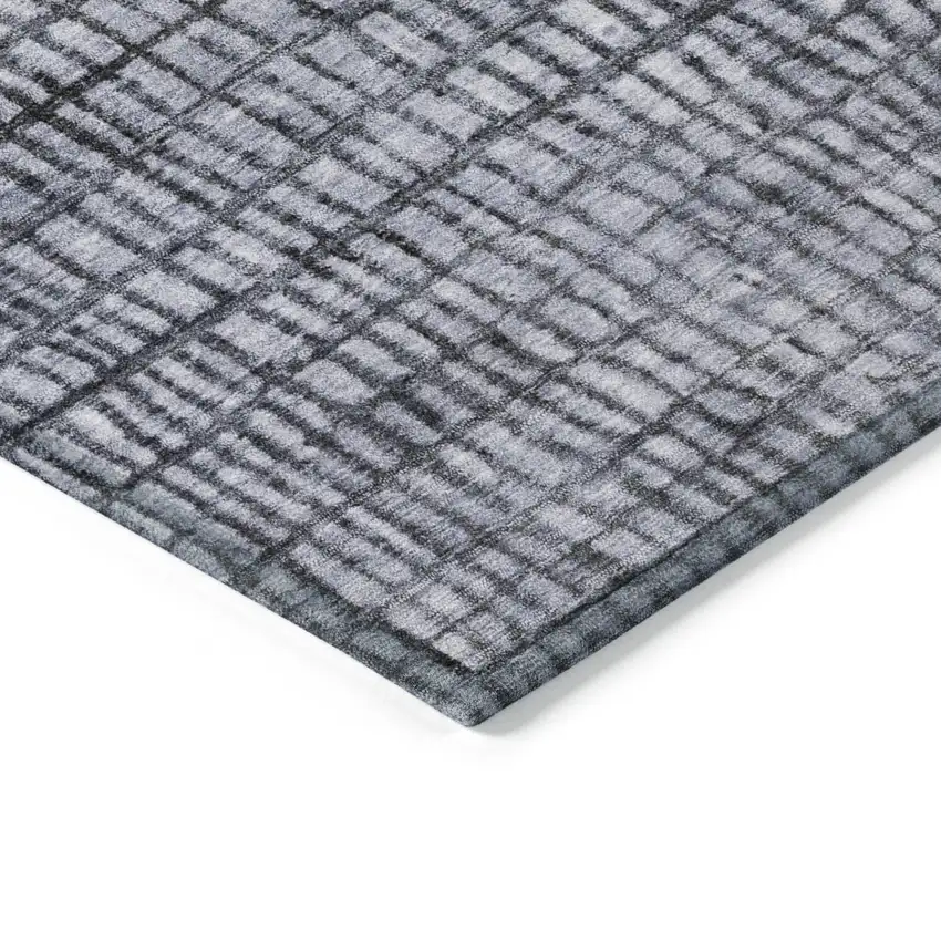 Denim Blue And Ivory Geometric Washable Indoor Outdoor Area Rug Photo 9