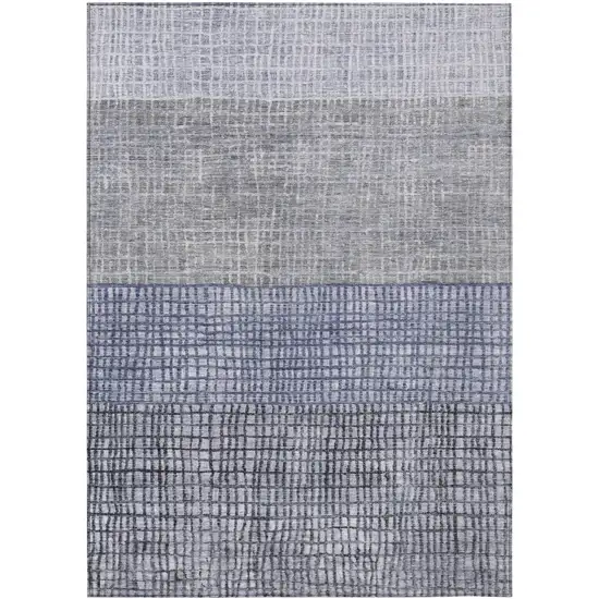 Denim Blue And Ivory Geometric Washable Indoor Outdoor Area Rug Photo 1