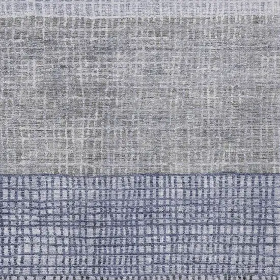 Denim Blue And Ivory Geometric Washable Indoor Outdoor Area Rug Photo 3