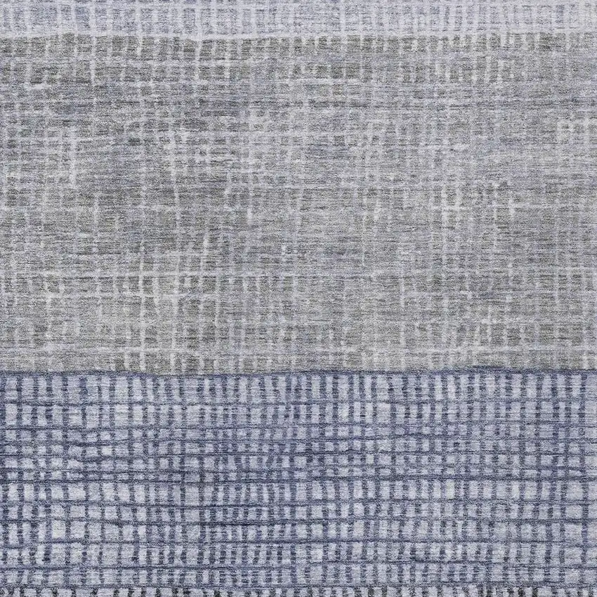 Denim Blue And Ivory Geometric Washable Indoor Outdoor Area Rug Photo 3