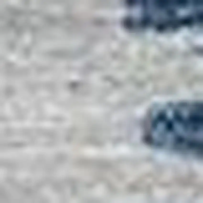 Denim Blue And Ivory Geometric Washable Indoor Outdoor Area Rug Photo 3