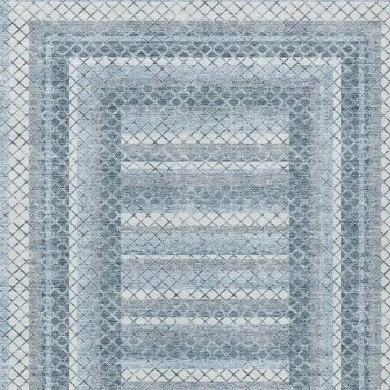 Denim Blue And Ivory Geometric Washable Indoor Outdoor Area Rug Photo 4
