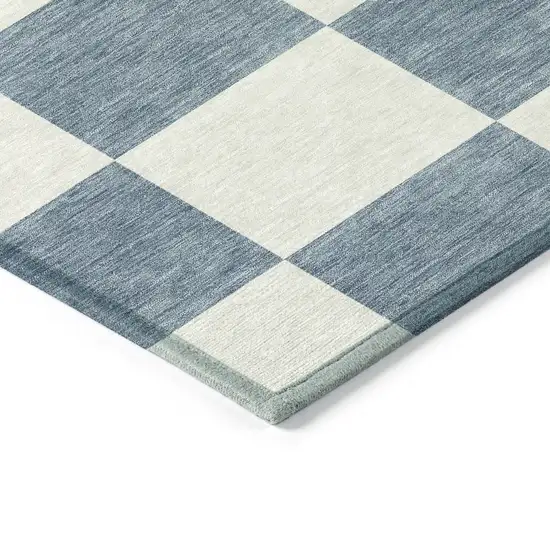 Denim Blue And Ivory Geometric Washable Indoor Outdoor Area Rug Photo 6