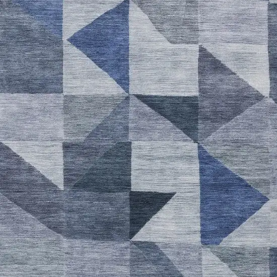 Denim Blue And Ivory Geometric Washable Indoor Outdoor Area Rug Photo 2