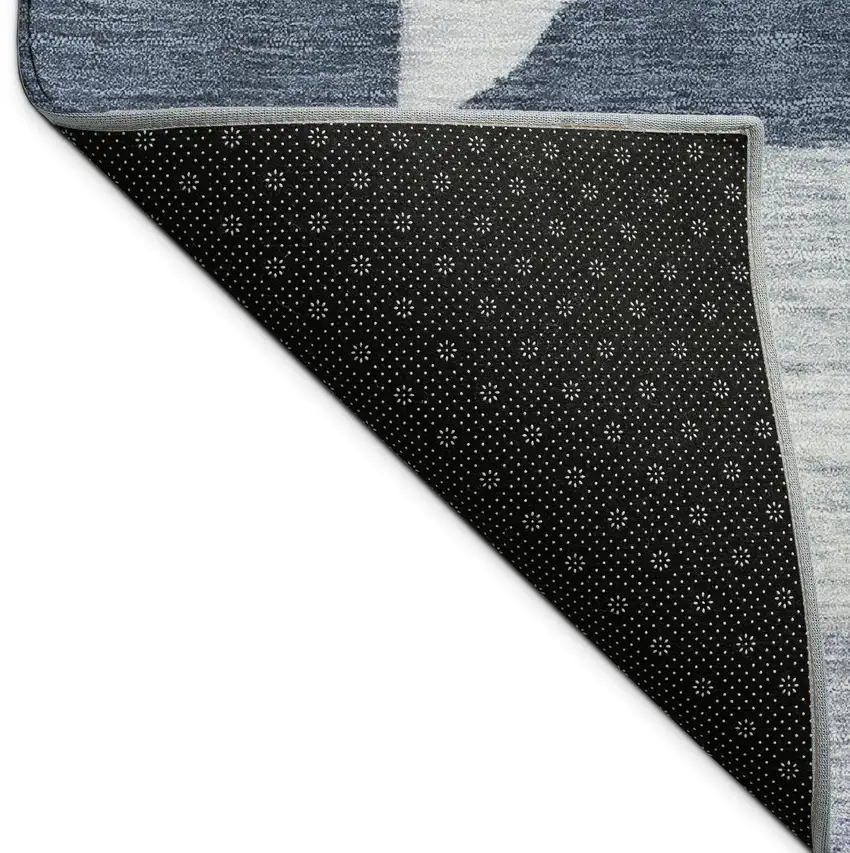 Denim Blue And Ivory Geometric Washable Indoor Outdoor Area Rug Photo 9