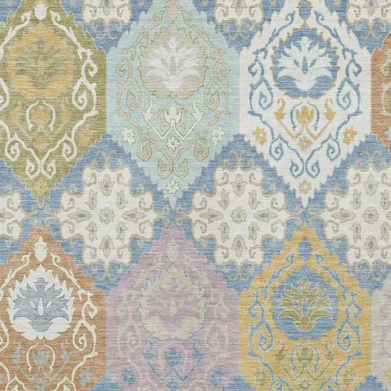 Denim Blue And Ivory Geometric Washable Indoor Outdoor Area Rug Photo 2