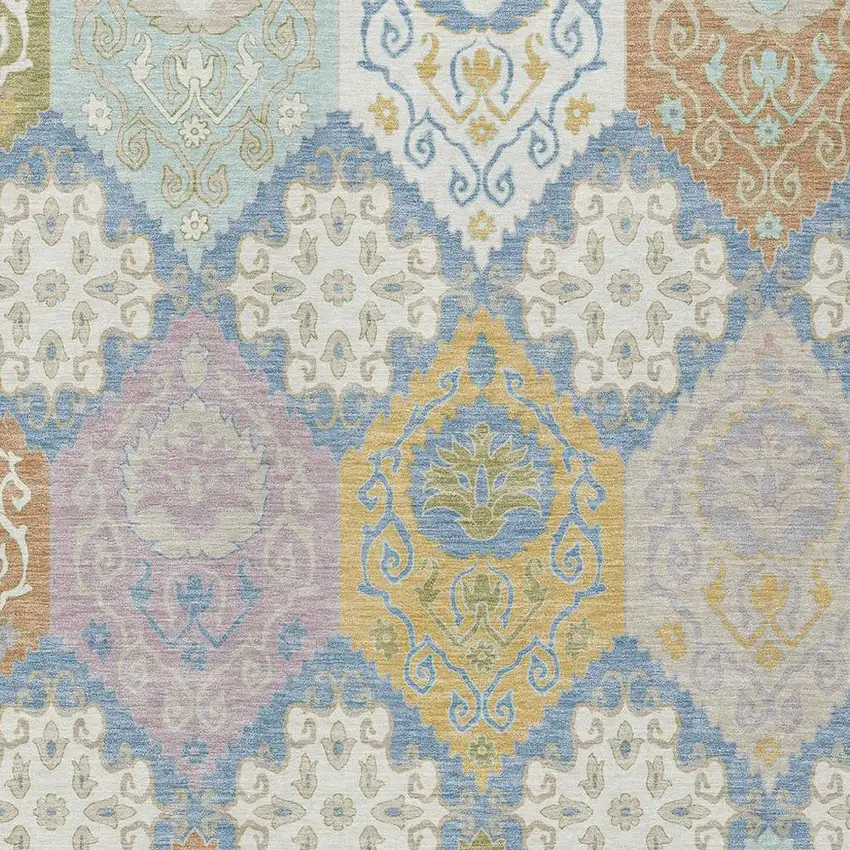 Denim Blue And Ivory Geometric Washable Indoor Outdoor Area Rug Photo 2