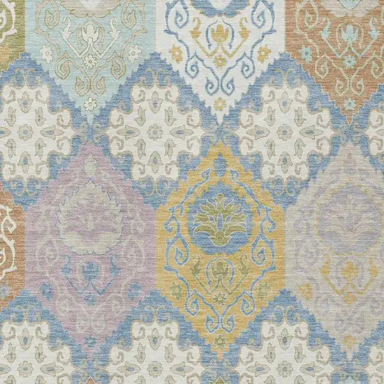 Denim Blue And Ivory Geometric Washable Indoor Outdoor Area Rug Photo 2