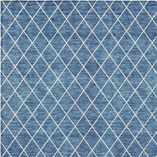 Denim Blue And Ivory Geometric Washable Indoor Outdoor Area Rug Photo 5