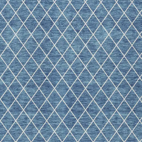 Denim Blue And Ivory Geometric Washable Indoor Outdoor Area Rug Photo 6