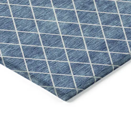 Denim Blue And Ivory Geometric Washable Indoor Outdoor Area Rug Photo 4