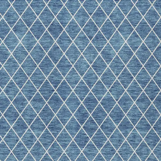 Denim Blue And Ivory Geometric Washable Indoor Outdoor Area Rug Photo 6