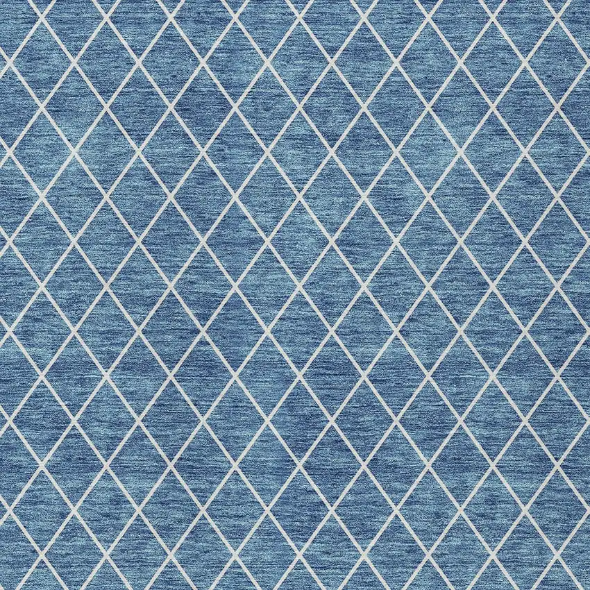 Denim Blue And Ivory Geometric Washable Indoor Outdoor Area Rug Photo 6