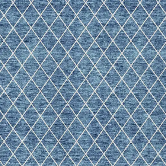 Denim Blue And Ivory Geometric Washable Indoor Outdoor Area Rug Photo 6