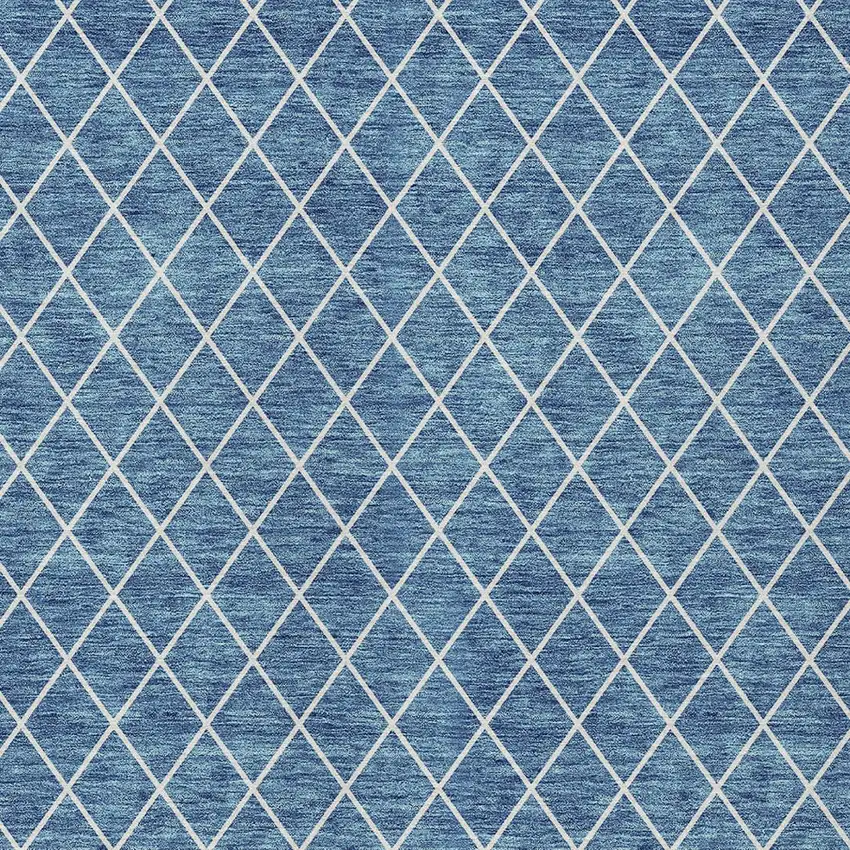 Denim Blue And Ivory Geometric Washable Indoor Outdoor Area Rug Photo 6