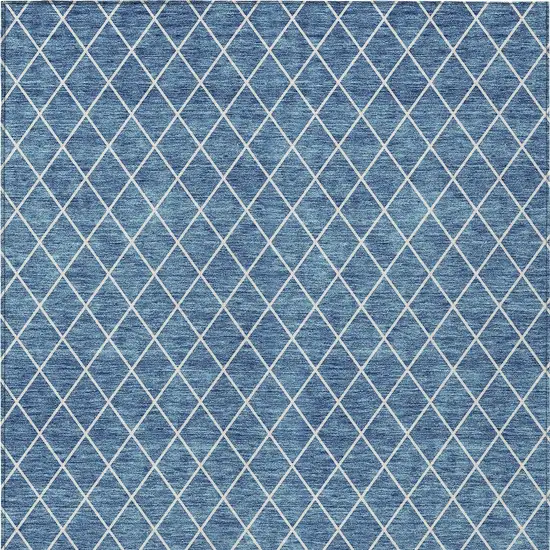 Denim Blue And Ivory Geometric Washable Indoor Outdoor Area Rug Photo 6