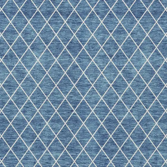 Denim Blue And Ivory Geometric Washable Indoor Outdoor Area Rug Photo 6