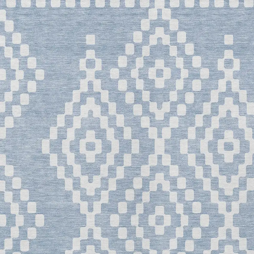 Denim Blue And Ivory Geometric Washable Indoor Outdoor Area Rug Photo 6