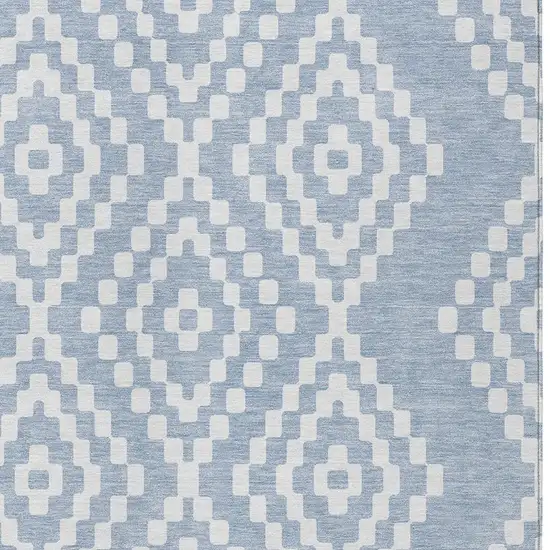 Denim Blue And Ivory Geometric Washable Indoor Outdoor Area Rug Photo 6