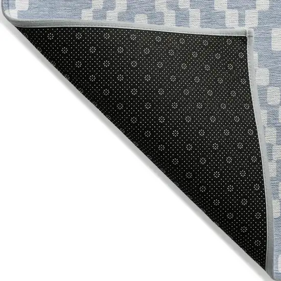 Denim Blue And Ivory Geometric Washable Indoor Outdoor Area Rug Photo 3