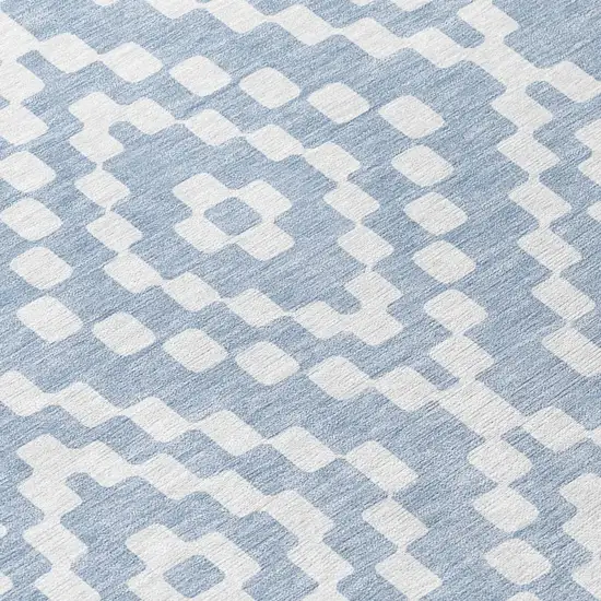 Denim Blue And Ivory Geometric Washable Indoor Outdoor Area Rug Photo 8