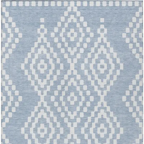 Denim Blue And Ivory Geometric Washable Indoor Outdoor Area Rug Photo 7