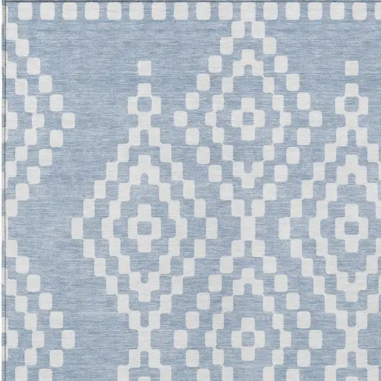 Denim Blue And Ivory Geometric Washable Indoor Outdoor Area Rug Photo 6