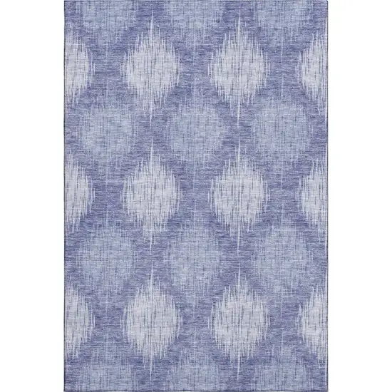 Denim Blue And Ivory Ikat Washable Area Rug With UV Protection Photo 1