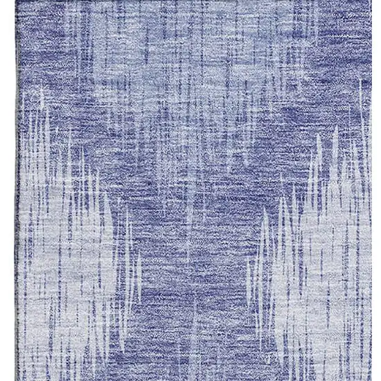 Denim Blue And Ivory Ikat Washable Area Rug With UV Protection Photo 3