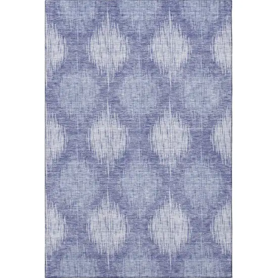Denim Blue And Ivory Ikat Washable Area Rug With UV Protection Photo 4