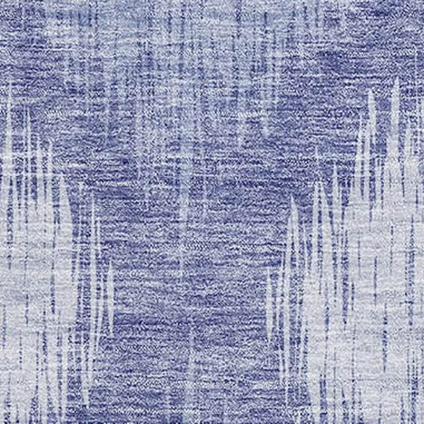 Denim Blue And Ivory Ikat Washable Area Rug With UV Protection Photo 3