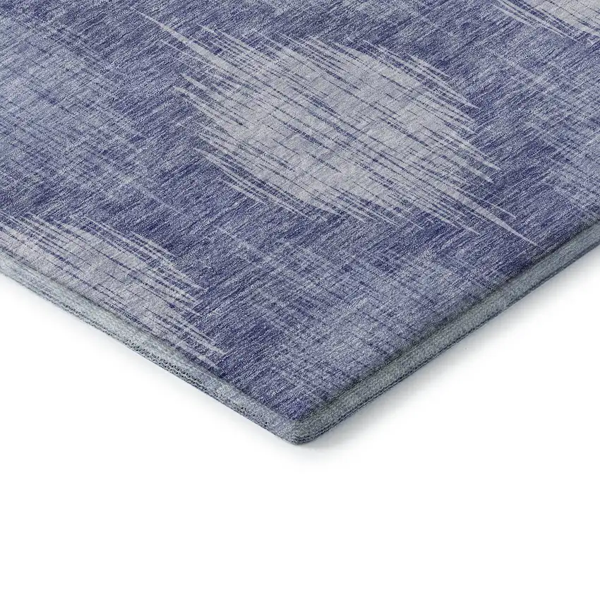 Denim Blue And Ivory Ikat Washable Area Rug With UV Protection Photo 8