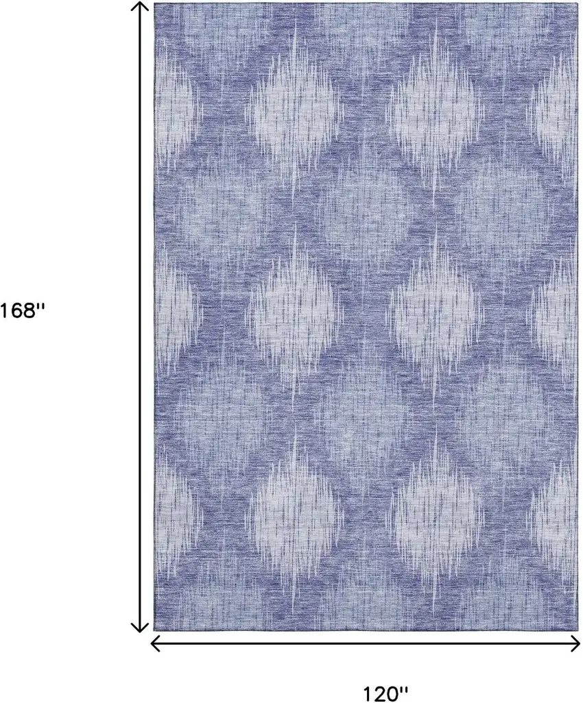 Denim Blue And Ivory Ikat Washable Area Rug With UV Protection Photo 3