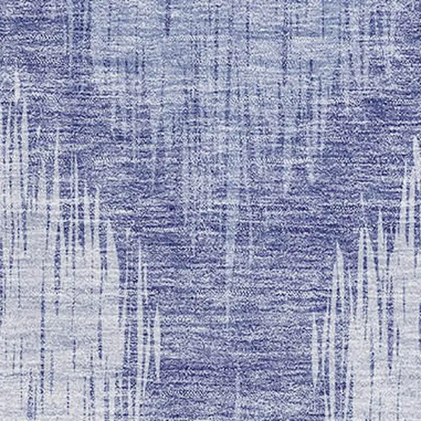 Denim Blue And Ivory Ikat Washable Area Rug With UV Protection Photo 3