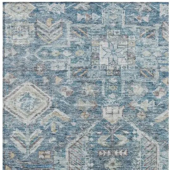 Denim Blue And Ivory Medallion Washable Indoor Outdoor Area Rug Photo 2