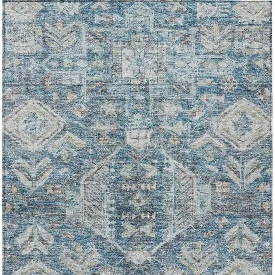 Denim Blue And Ivory Medallion Washable Indoor Outdoor Area Rug Photo 2