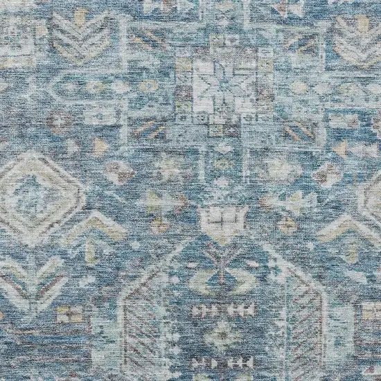 Denim Blue And Ivory Medallion Washable Indoor Outdoor Area Rug Photo 2