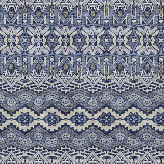 Denim Blue And Ivory Moroccan Washable Indoor Outdoor Area Rug Photo 6