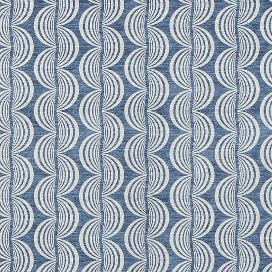 Denim Blue And Ivory Ogee Washable Indoor Outdoor Area Rug Photo 5
