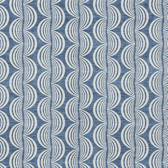 Denim Blue And Ivory Ogee Washable Indoor Outdoor Area Rug Photo 5