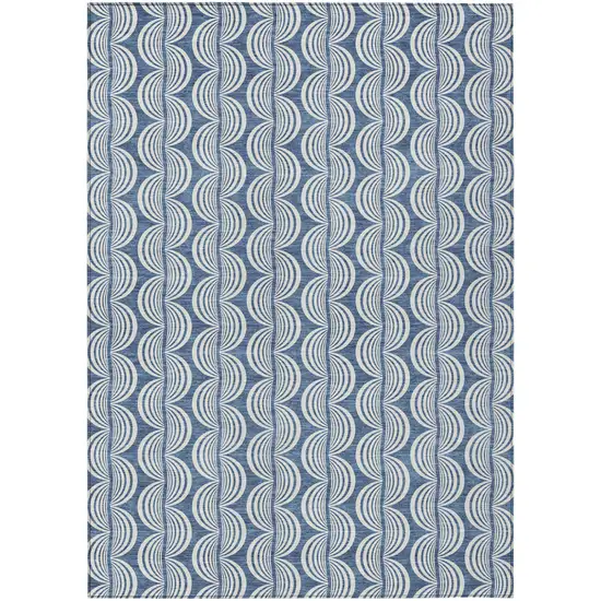 Denim Blue And Ivory Ogee Washable Indoor Outdoor Area Rug Photo 2