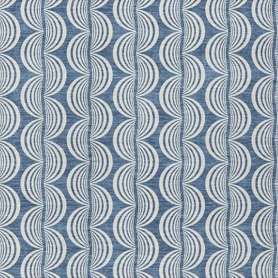 Denim Blue And Ivory Ogee Washable Indoor Outdoor Area Rug Photo 5