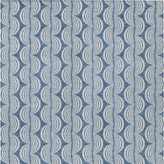 Denim Blue And Ivory Ogee Washable Indoor Outdoor Area Rug Photo 6
