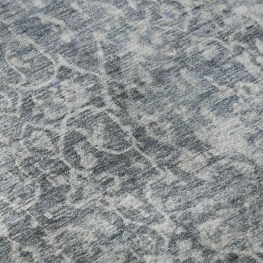 Denim Blue And Ivory Oriental Washable Area Rug With UV Protection Photo 8