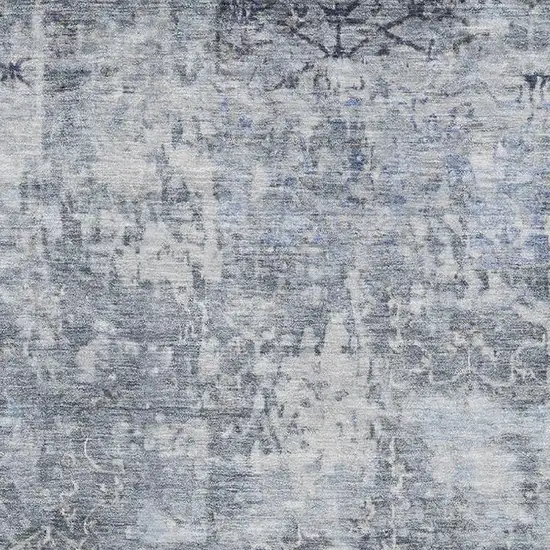 Denim Blue And Ivory Oriental Washable Area Rug With UV Protection Photo 2